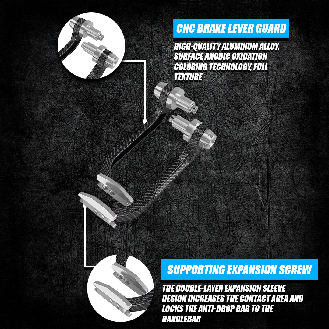 Universal Motorcycle Carbon Lever Guards | Aluminum Brake & Clutch Hand Protectors, CNC Billet Handlebar