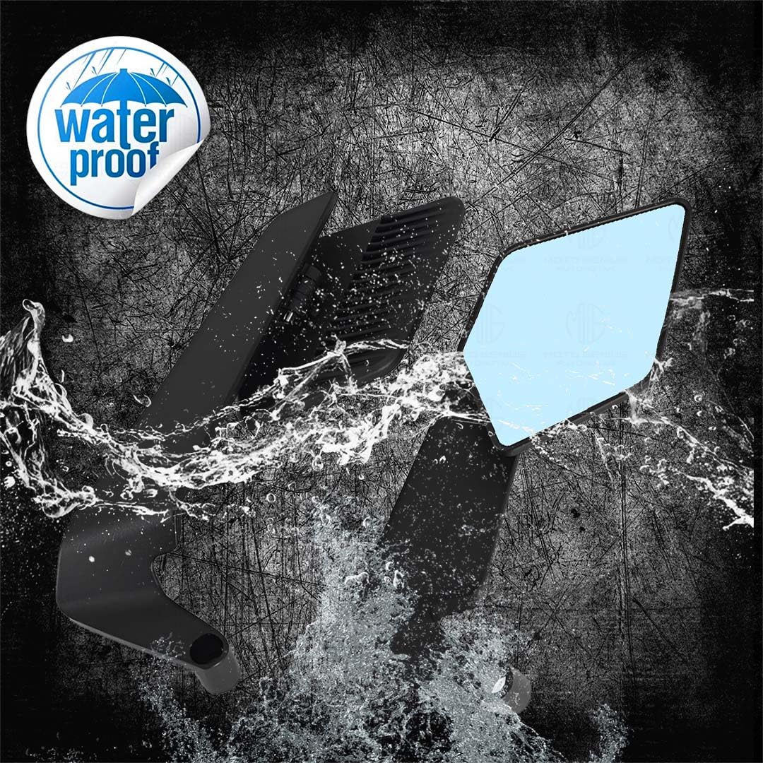 MOTO GENIUS Stealth Max Motorcycle Bar End Side Mirrors, Universal Aluminium Alloy, Compatible with Most Bikes