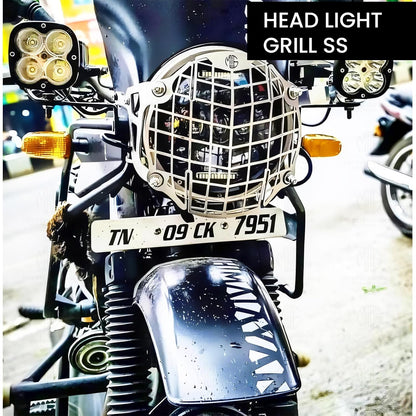 Headlight Grill Guard for RE Interceptor | Durable Stainless Steel Protective Cover for Motorcycle Lights
