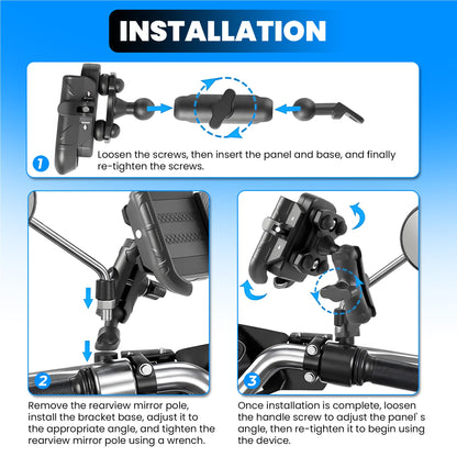Universal Aluminium Mirror Fitting Mobile Holder for Bikes & Scooters, 360 Degree Rotation, Anti-Rust Durable Phone Mount, Long Lasting Motorcycle Handlebar Stand