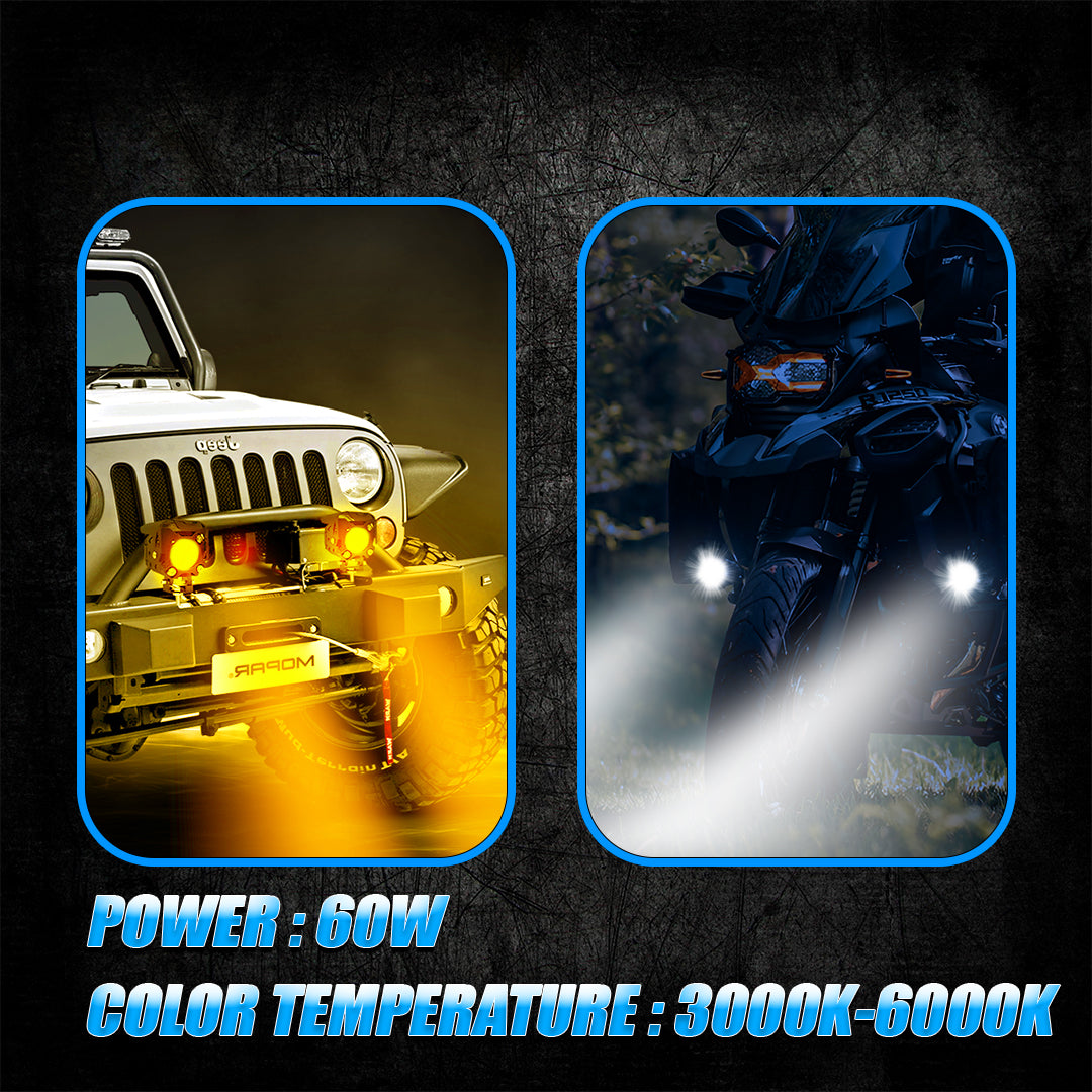 9X-190 WITHOUT HARNESS Single LED Auxiliary Fog Light for Motorcycles & Cars — Universal Fit (MGF2)