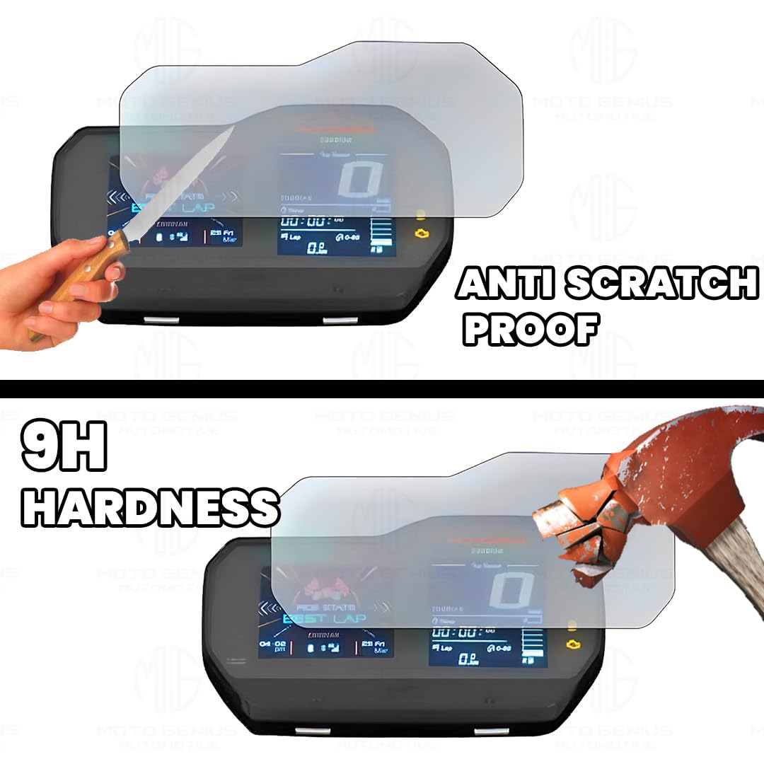 9H Nano Glass Screen Protector for TVS NTORQ Speedometer, Scratch Resistant, Anti Fingerprint, HD Clarity, Easy Application-Transparent - Moto Genius