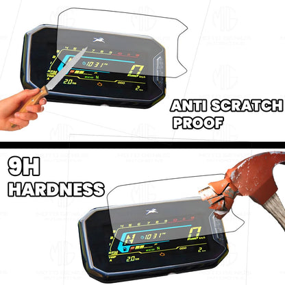 9H Nano Glass Screen Protector for TVS NTORQ Speedometer, Scratch Resistant, Anti Fingerprint, HD Clarity, Easy Application-Transparent - Moto Genius