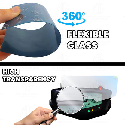 9H Nano Glass Screen Protector for TVS NTORQ Speedometer, Scratch Resistant, Anti Fingerprint, HD Clarity, Easy Application-Transparent - Moto Genius