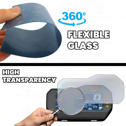 9H Nano Glass Screen Protector for TVS NTORQ Speedometer, Scratch Resistant, Anti Fingerprint, HD Clarity, Easy Application-Transparent - Moto Genius