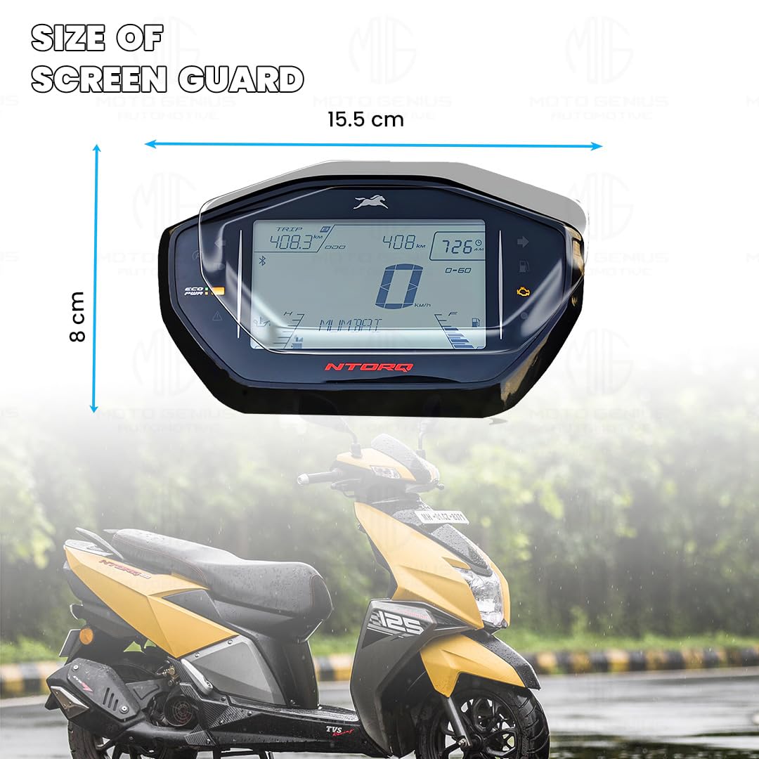 9H Nano Glass Screen Protector for TVS NTORQ Speedometer, Scratch Resistant, Anti Fingerprint, HD Clarity, Easy Application-Transparent - Moto Genius