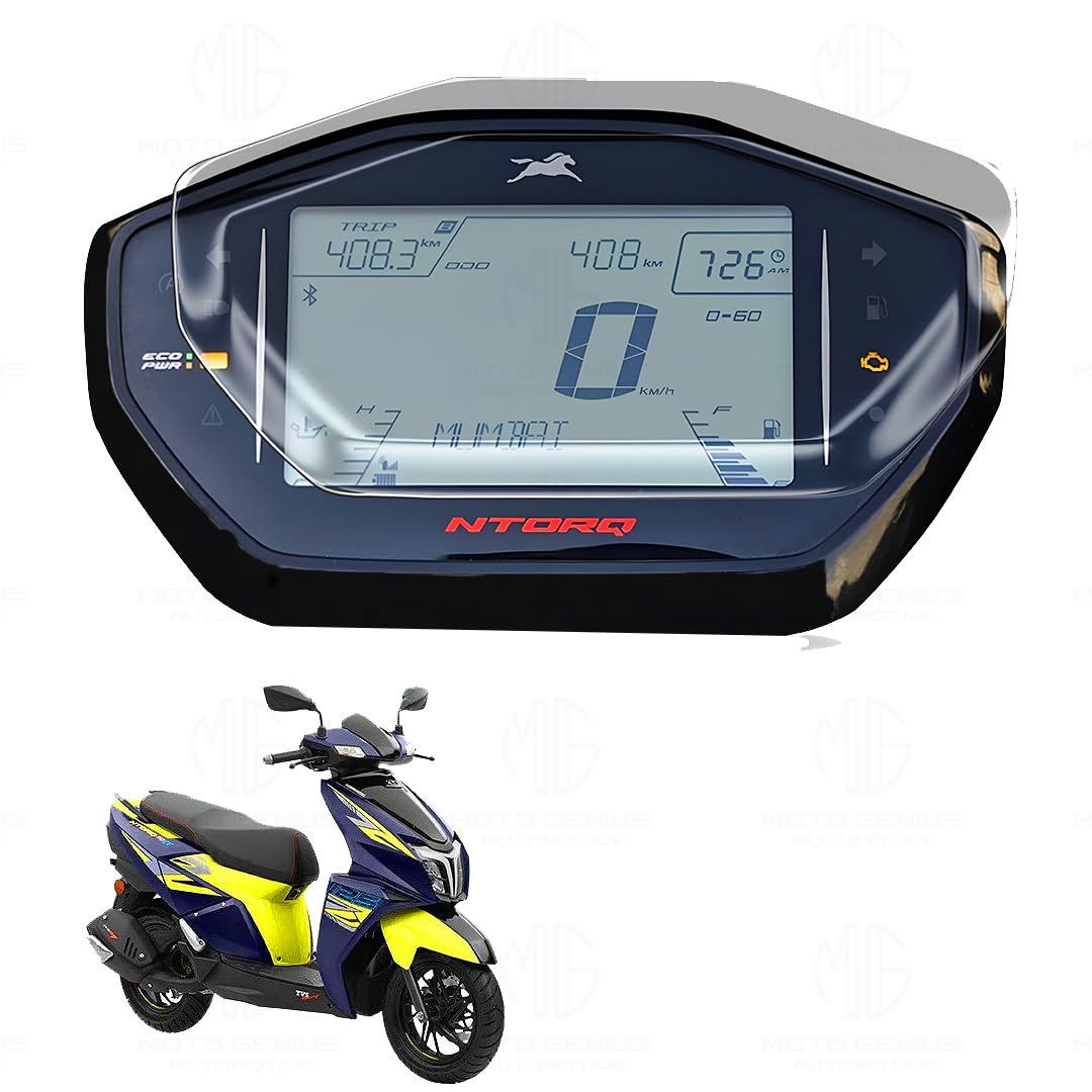 9H Nano Glass Screen Protector for TVS NTORQ Speedometer, Scratch Resistant, Anti Fingerprint, HD Clarity, Easy Application-Transparent - Moto Genius