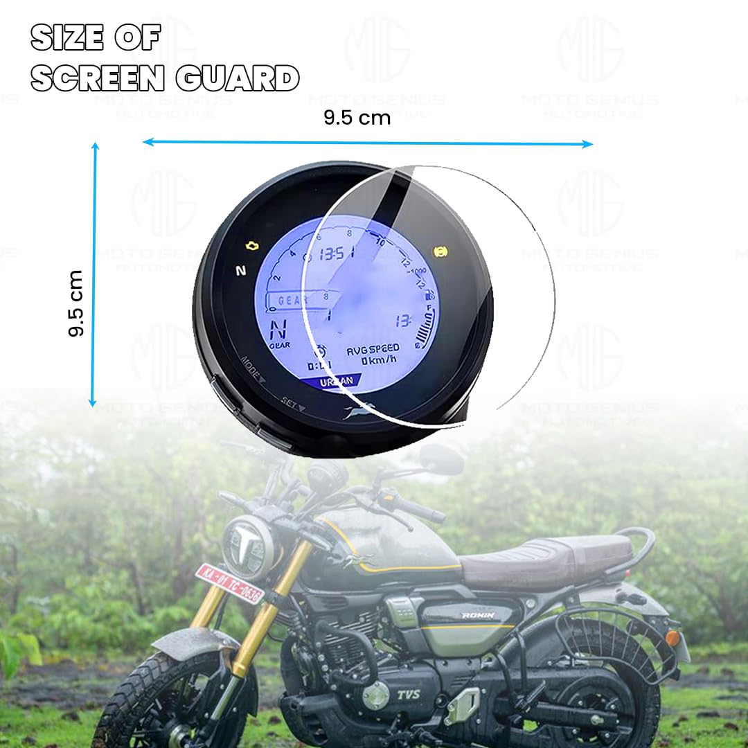 9H Nano Glass Screen Protector for TVS RONIN Speedometer, Scratch Resistant, Anti-Fingerprint, HD Clarity, Easy Application-Transparent - Moto Genius