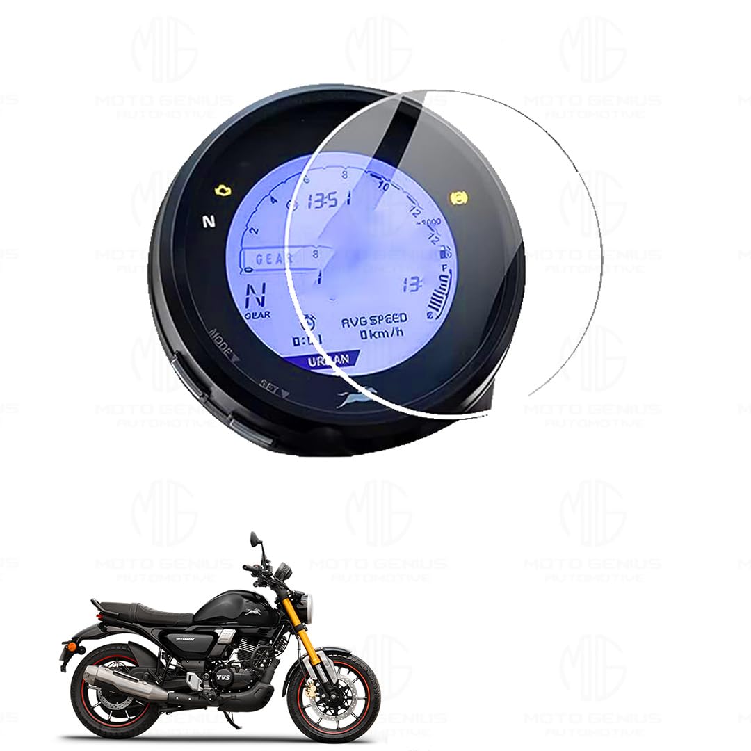 9H Nano Glass Screen Protector for TVS RONIN Speedometer, Scratch Resistant, Anti-Fingerprint, HD Clarity, Easy Application-Transparent - Moto Genius