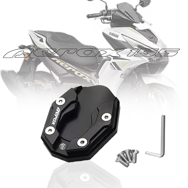 Aerox 155 Aluminium Side Stand Extender | CNC Base Plate for Stability and Support | Durable Easy Installation, Enhanced Stability