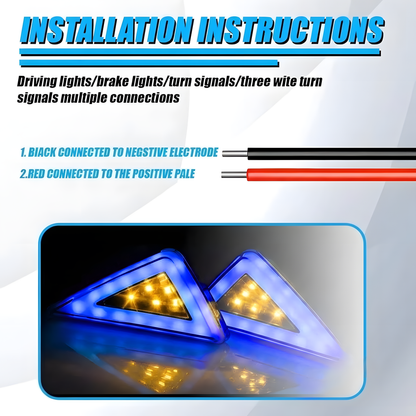 Motorcycle LED Body Indicator Lights with DRL for R15, CBR 150R/250, Ninja 250 | Triangle Side Body Turn Signals, Waterproof & Durable (Pack of 2)