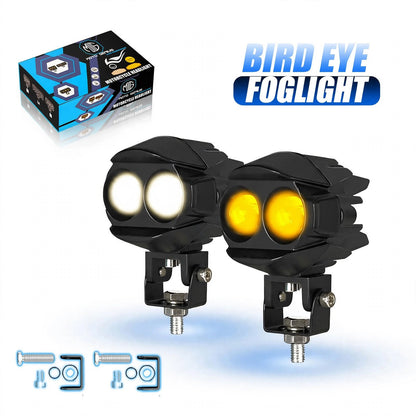 CAT EYE 2LED WITHOUT HARNESS Dual Color LED Auxiliary FOG light Laser Shooting Headlight 9–80V | Off-Road Spotlamp for Truck, Motorcycle, Boat & Vehicles | High Intensity Spotlight (Pack of 2) (MGF2)