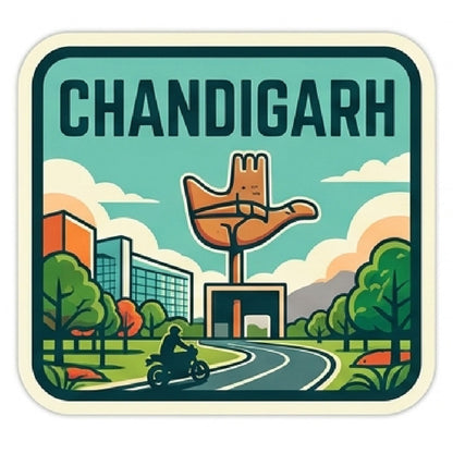 Chandigarh 3D Vinyl Sticker Waterproof Decals for Motorcycle, Helmet & Laptop | Edgy Aesthetic Stickers for Bikes and cars