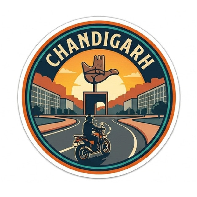 Chandigarh 3D Vinyl Sticker Waterproof Decals for Motorcycle, Helmet & Laptop | Edgy Aesthetic Stickers for Bikes and cars