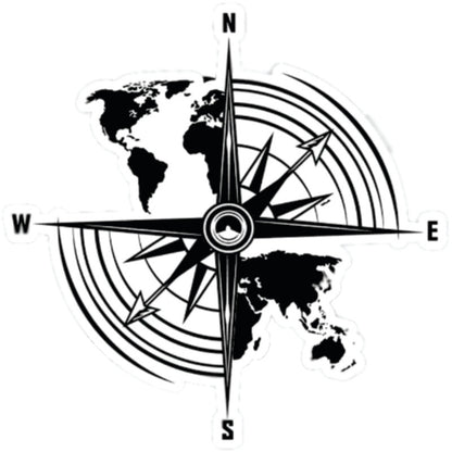 Compass 3D Vinyl Sticker Waterproof Decals for Motorcycle, Helmet & Laptop | Edgy Aesthetic Stickers for Bikes and cars