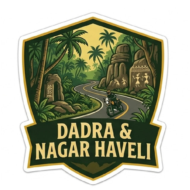 Dadra-Nagar-Haveli 3D Vinyl Sticker Waterproof Decals for Motorcycle, Helmet & Laptop | Edgy Aesthetic Stickers for Bikes and cars