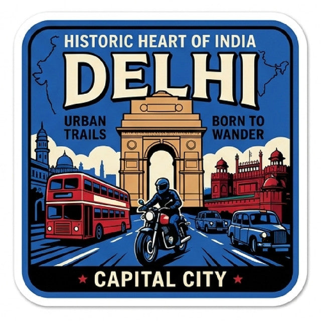 Delhi 3D Vinyl Sticker Waterproof Decals for Motorcycle, Helmet & Laptop | Edgy Aesthetic Stickers for Bikes and cars