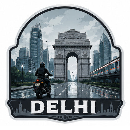 Delhi 3D Vinyl Sticker Waterproof Decals for Motorcycle, Helmet & Laptop | Edgy Aesthetic Stickers for Bikes and cars