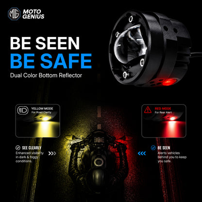 VK G10 80W LED Motorcycle Fog Light with Wiring Harness & Switch, Dual Beam High Low White Yellow Auxiliary Spotlight, 12V–36V Waterproof IP67 for Bike, Scooter, Electric Vehicle (Pack of 2) (MGF3)