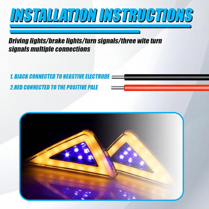 Motorcycle LED Body Indicator Lights with DRL for R15, CBR 150R/250, Ninja 250 | Triangle Side Body Turn Signals, Waterproof & Durable (Pack of 2)