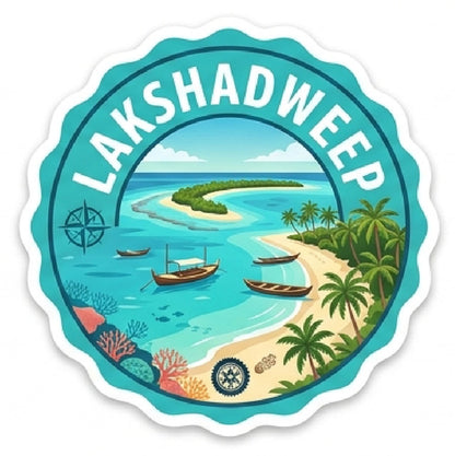 Lakshadweep 3D Vinyl Sticker Waterproof Decals for Motorcycle, Helmet & Laptop | Edgy Aesthetic Stickers for Bikes and cars
