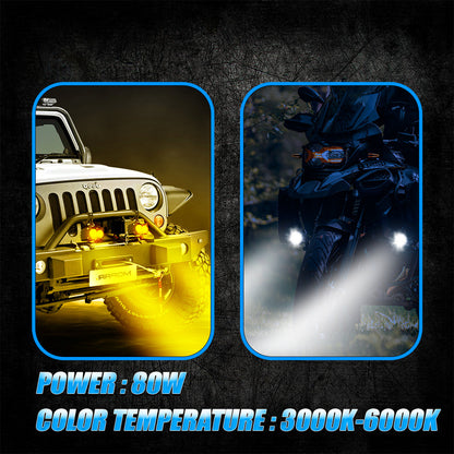 MK-05 80W Dual Fog Light with Harness | High-Power Illumination | Easy Mount for Motorcycles, Scooters & ATVs | Maximum Road Clarity(Pack of 2) (MGF3)