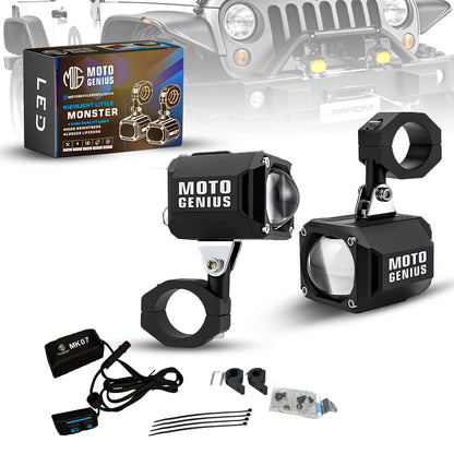 MK07 WITH HARNESS 80W piece  High-Performance LED Auxiliary Fog Light | Single Lens | Yellow Low Beam & White High Beam | With Wiring Harness & Switch(Pack of 2) (MGF3)