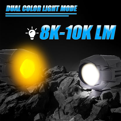 MK160 WITH HARNESS Dual-Color LED Auxiliary Fog Light 40W piece | Driving & Auxiliary Lights | Universal Fit for Motorcycles, Cars, SUVs, ATVs & UTVs | 2PCS