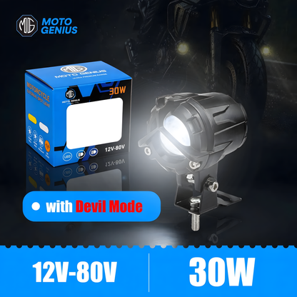 MOTO GENIUS 30W Y Shape Fog Light 12-80V Waterproof LED Auxiliary Light with Multiple Modes & Devil Eye Effect