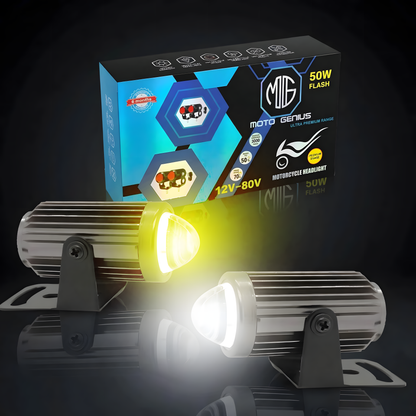 Motorcycle LED Fog Light 50W, Universal Bike Auxiliary Headlamp, Compact High-Power LED Fog Lamp, Waterproof & Durable (Pack of 2) (MGF1)