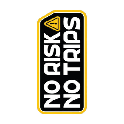 No-Risk-No-Trips 3D Vinyl Sticker Waterproof Decals for Motorcycle, Helmet & Laptop | Edgy Aesthetic Stickers for Bikes and cars