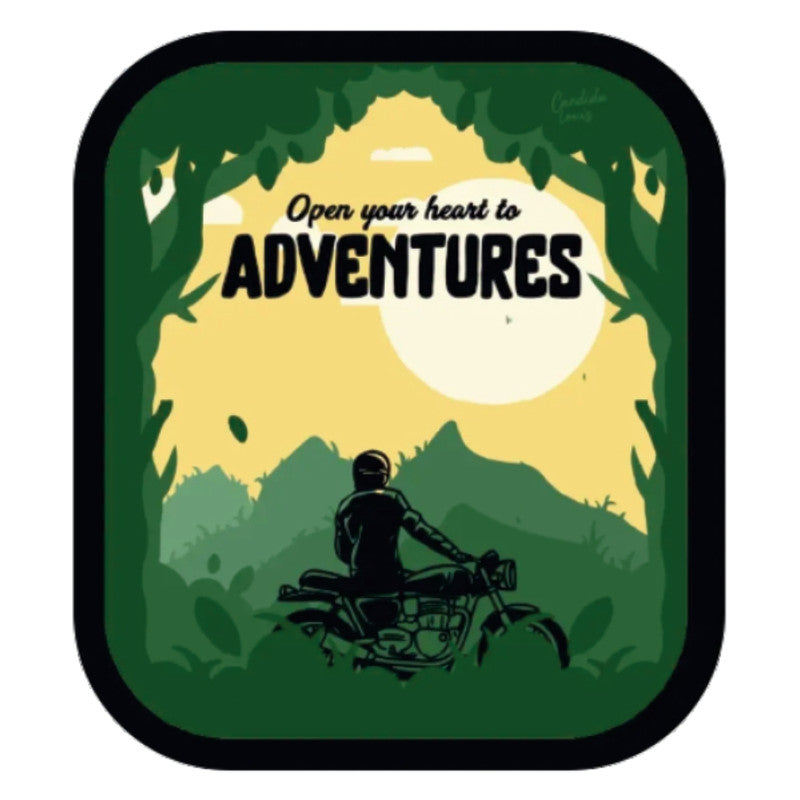 Open-your-Hearts-to-Adventure 3D Vinyl Sticker Waterproof Decals for Motorcycle, Helmet & Laptop | Edgy Aesthetic Stickers for Bikes and cars