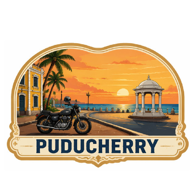 Puducherry 3D Vinyl Sticker Waterproof Decals for Motorcycle, Helmet & Laptop | Edgy Aesthetic Stickers for Bikes and cars