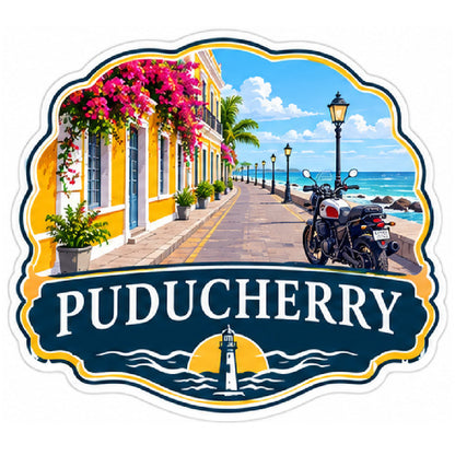 Puducherry 3D Vinyl Sticker Waterproof Decals for Motorcycle, Helmet & Laptop | Edgy Aesthetic Stickers for Bikes and cars