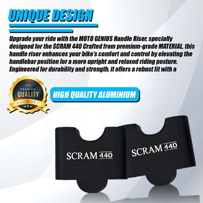 MOTO GENIUS Handle Riser for SCRAM 440 with text and graphics on a white background