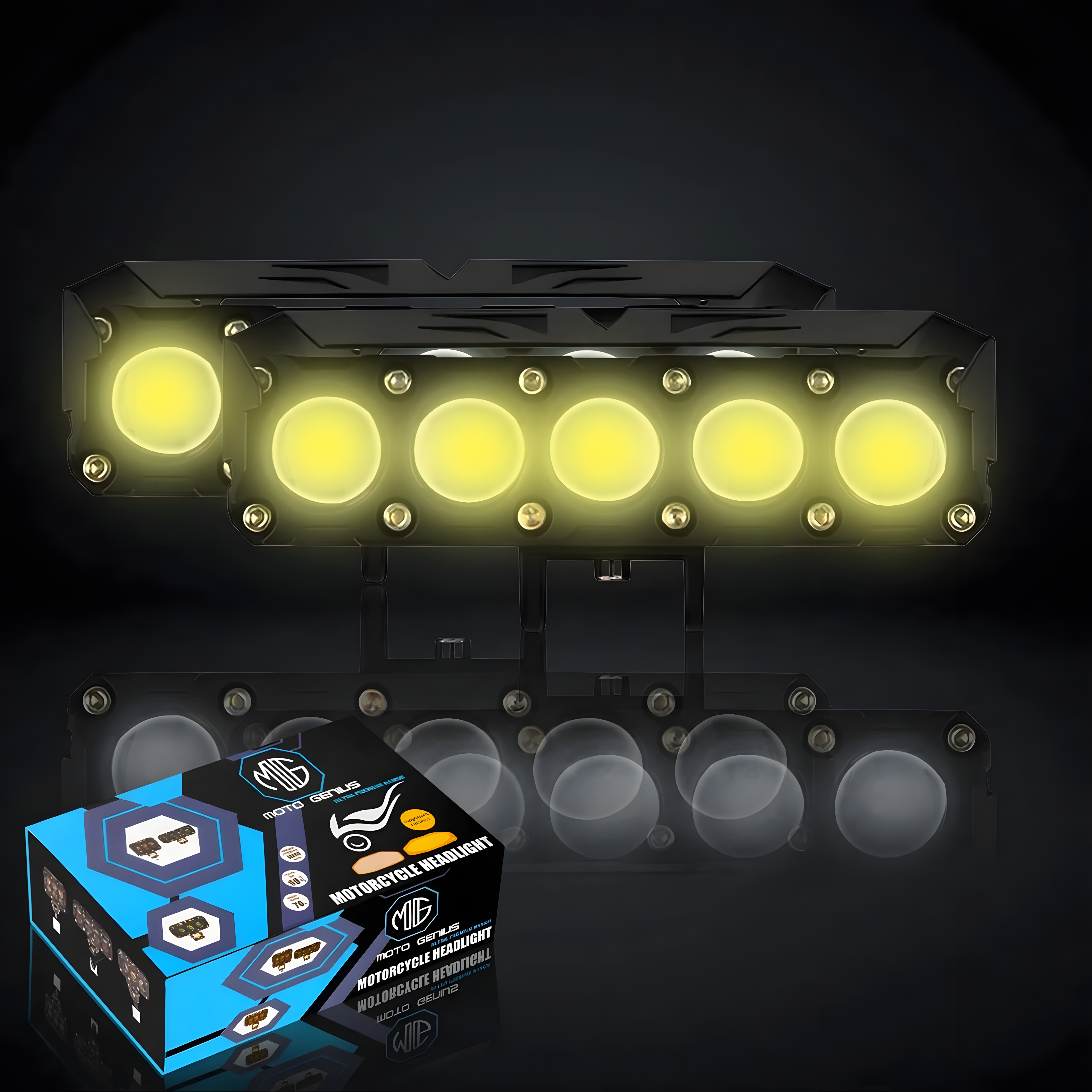 Super Bright 5 LED Fog Light | Dual Mode Yellow & White Changing Light, High Low Beam, Aluminum Body, Universal Fit for Motorcycle & Car (MGF3)