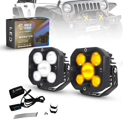 TK-500 80W Motorcycle Fog Light | 5 High-Power LEDs | Waterproof & Dustproof | Easy to Mount on Motorcycles, Scooters, ATVs & Other Vehicles (Pack of2)