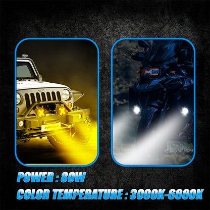 TK-500 80W Motorcycle Fog Light | 5 High-Power LEDs | Waterproof & Dustproof | Easy to Mount on Motorcycles, Scooters, ATVs & Other Vehicles (Pack of2)