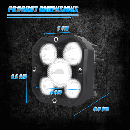 TK-500 80W Motorcycle Fog Light | 5 High-Power LEDs | Waterproof & Dustproof | Easy to Mount on Motorcycles, Scooters, ATVs & Other Vehicles (Pack of2)