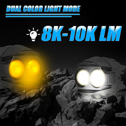 CAT EYE 2LED WITHOUT HARNESS Dual Color DRL LED Auxiliary FOG light Laser Shooting Headlight 9–80V | Off-Road Spotlamp for Truck, Motorcycle, Boat & Vehicles | High Intensity Spotlight (Pack of 2)