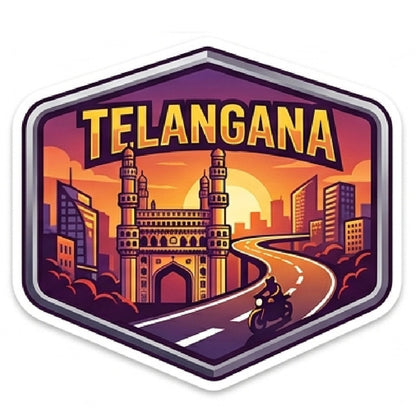 Telangana 3D Vinyl Sticker Waterproof Decals for Motorcycle, Helmet & Laptop | Edgy Aesthetic Stickers for Bikes and cars