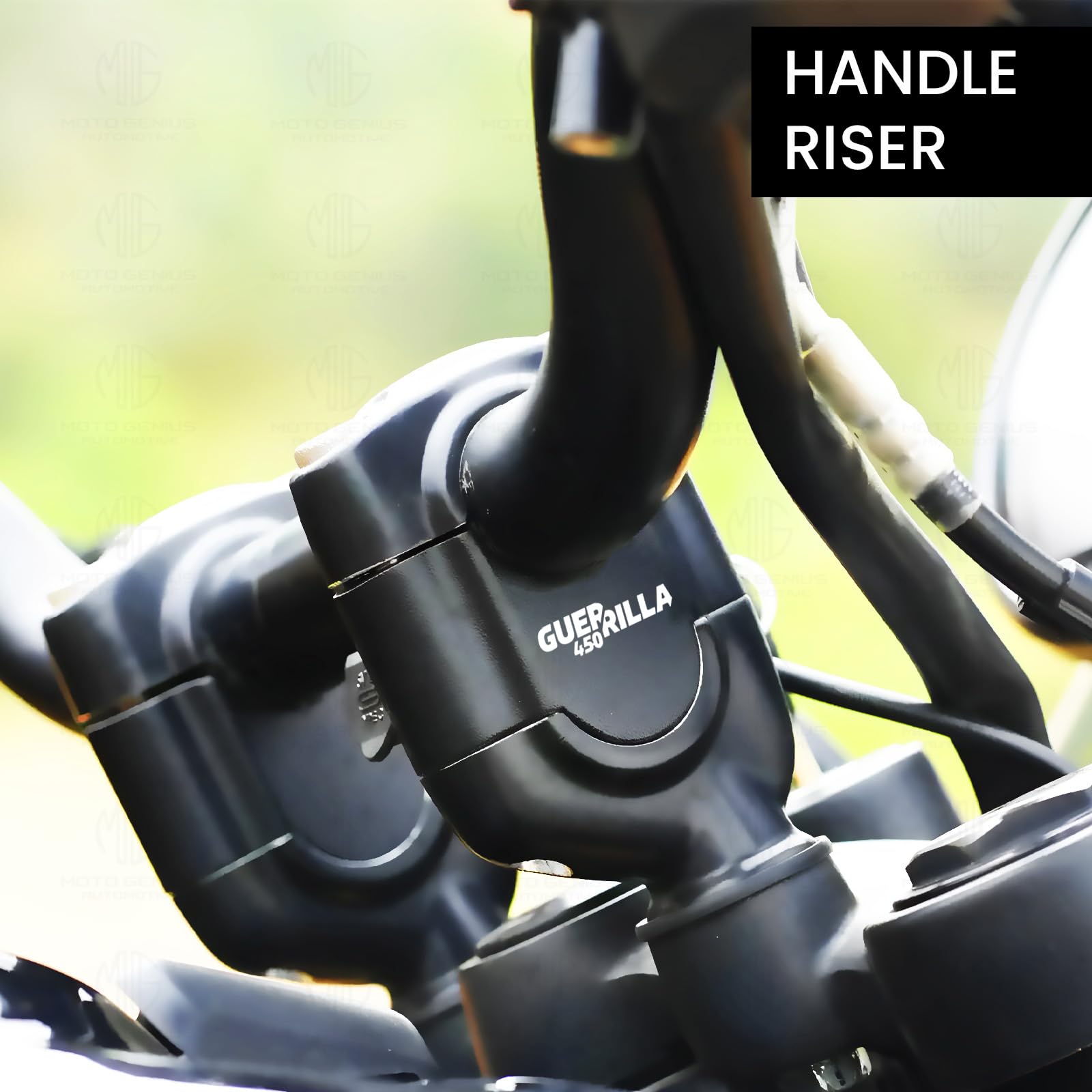 Adjustable Aluminium Handle Riser for Guerrilla Motorbike | Height Riser Clamp for Enhanced Comfort and Control-Black - Moto Genius