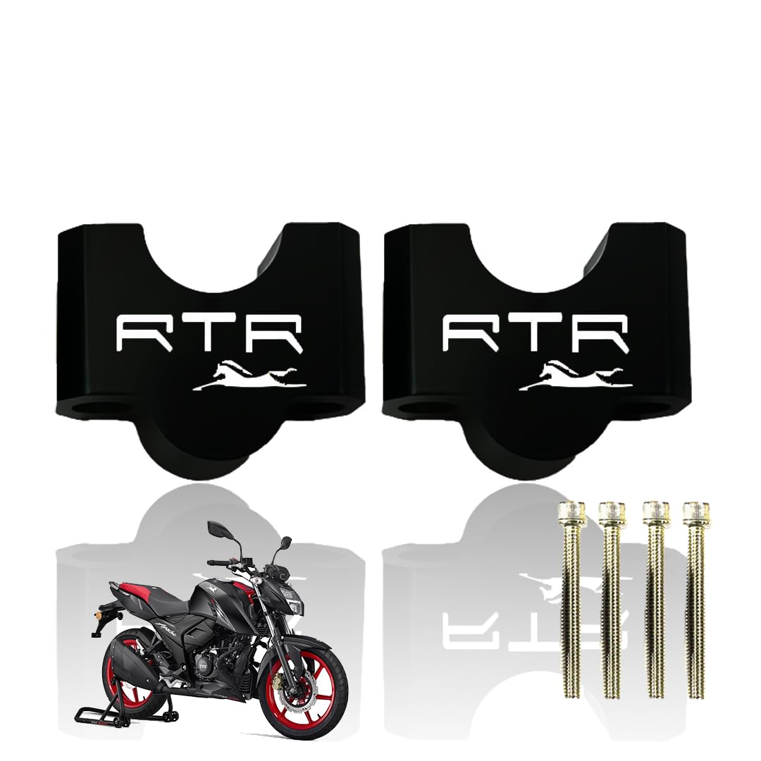 Adjustable Aluminium Handlebar Riser for TVS Apache RTR 160 Motorbike | Height Riser Clamp for Enhanced Comfort and Control-Black - Moto Genius