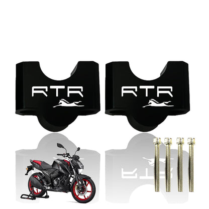 Adjustable Aluminium Handlebar Riser for TVS Apache RTR 160 Motorbike | Height Riser Clamp for Enhanced Comfort and Control-Black - Moto Genius