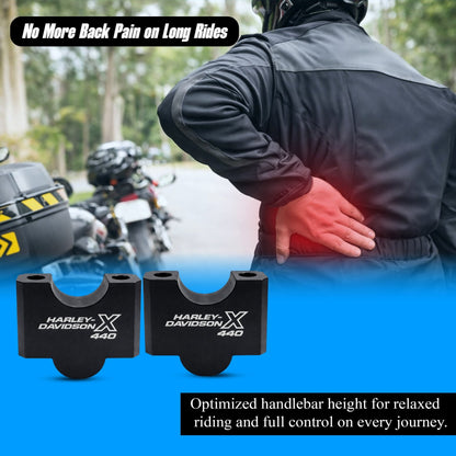 Adjustable Aluminium Handlebar Riser for X440 Motorbike | CNC Height Riser Clamp | Improved Riding Comfort & Control | Easy Bolt-On Installation - Moto Genius