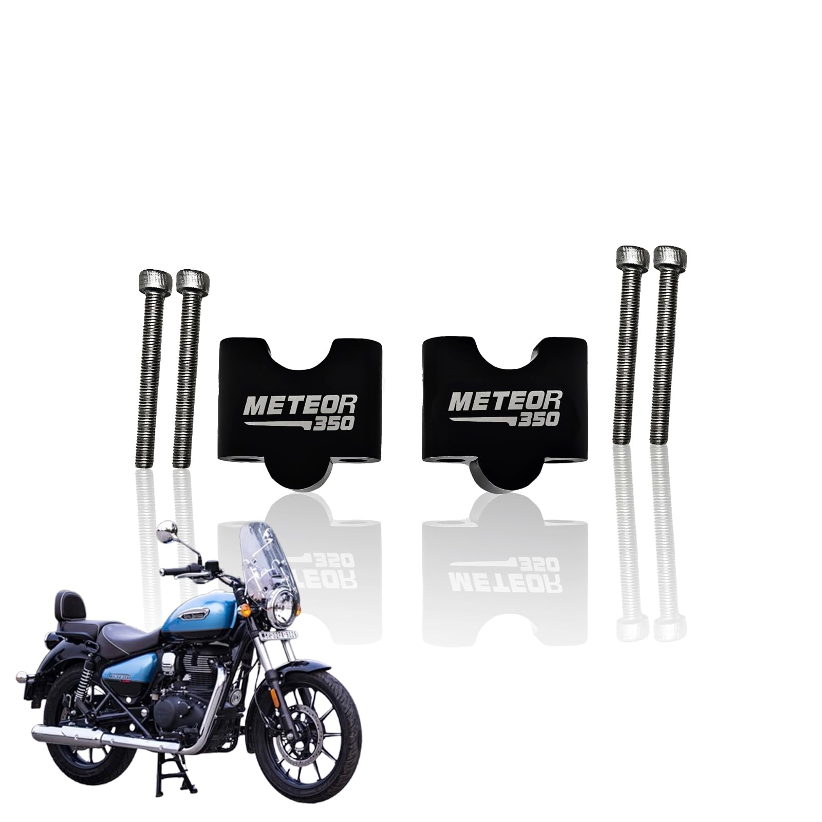 Adjustable Handle Riser for Meteor 350 |Enhances Comfort and Control | Height Riser Clamp Compatible with RE Meteor (Angular)-Straight - Moto Genius