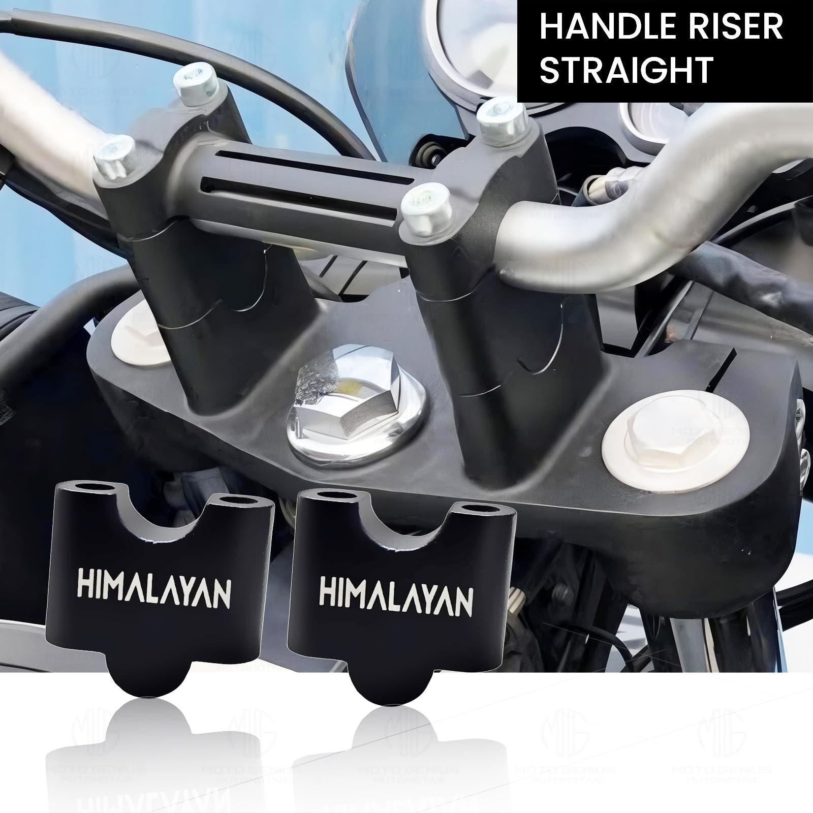 Adjustable Handle Riser for RE Himalayan BS3/BS4/BS6/Scram Motorbike |Enhances Comfort and Control | Height Riser Clamp Compatible with RE Himalayan-Straight - Moto Genius
