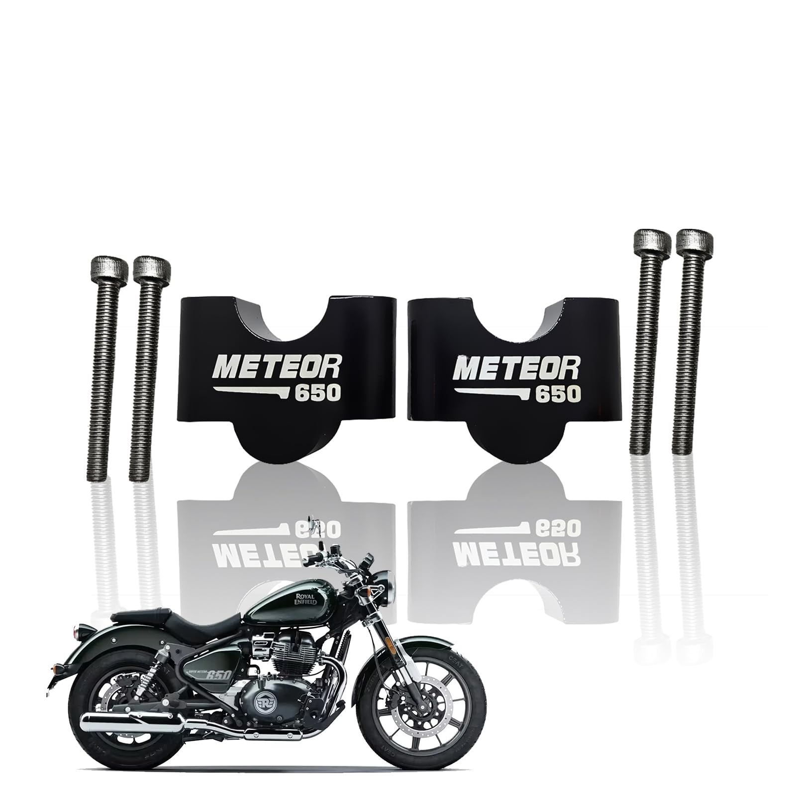 Adjustable Handle Riser for RE Super Meteor 650 Motorbike | Enhances Comfort and Control | Height Riser Clamp Compatible with RE Super Meteor-Black - Moto Genius