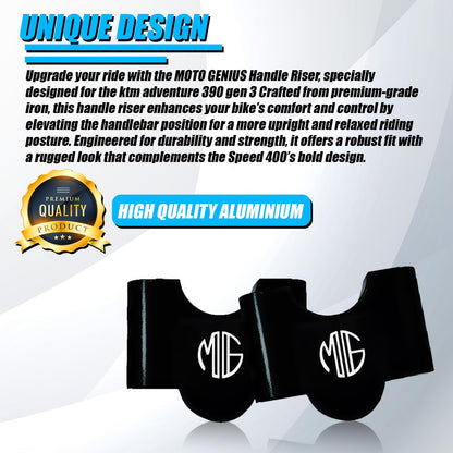 Adjustable Handlebar Riser Clamp for KTM Adventure 250/390 Gen3 | Ergonomic Height Riser for Enhanced Comfort & Control | CNC Aluminum Pivot Mount | Easy Installation-Black - Moto Genius