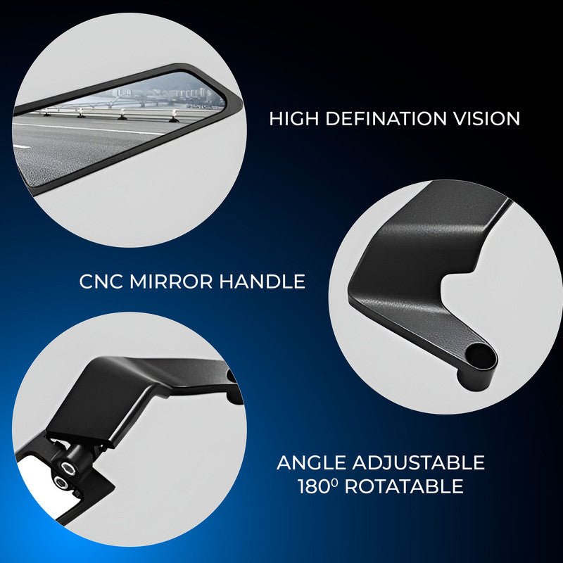 Adjustable Rotating Rear View Stealth Fin Wings Bike Mirror – Universal Side Mirrors for Motorcycles & Scooters - Moto Genius